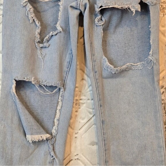 PacSun Mom Jeans Distressed Light Eco Blue Denim Ankle Jeans Size 27 Retro Y2K - Picture 12 of 13
